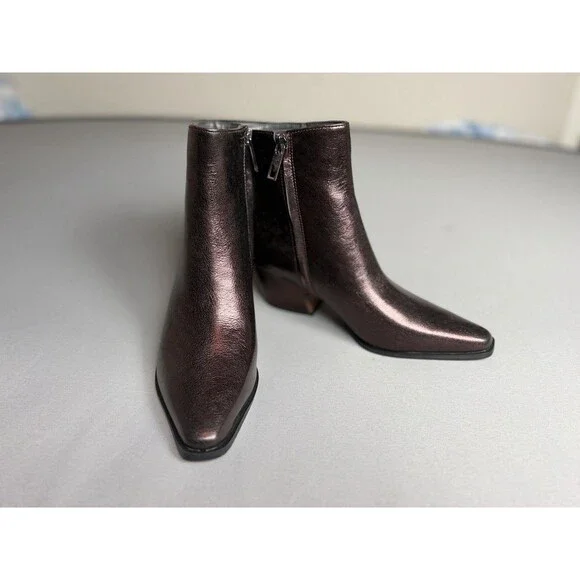 Franco Sarto L-Vivian Metallic Western Ankle Boots Bronze Leather NEW Size 7.5 - Picture 5 of 16